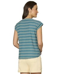 Democracy Petite Embroidered Knit Cap-Sleeve Top