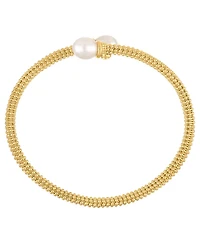 Macy's Cultured Freshwater Pearl (7.5-8mm) Bypass Coil Bangle Bracelet in 14k Gold over Sterling Silver
