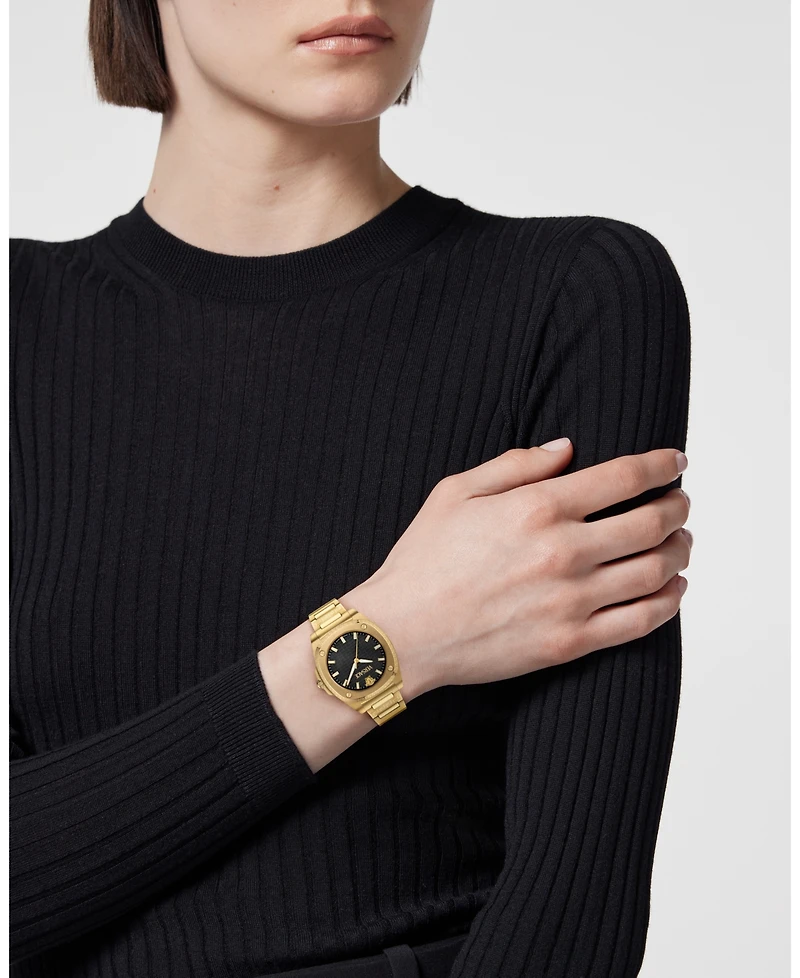 Versace Women's Greca Pulse Ip Yellow Gold Bracelet Watch, 36mm