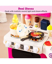 Mecale Kids Kitchen Playset Pretend Kitchen with Realistic Lights & Sounds for Interactive Play