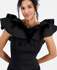 Anne Klein Women's Ruffle-Shoulder Boat-Neck Sheath Dress