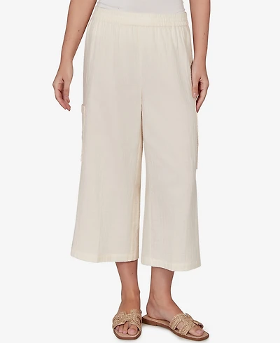 Ruby Rd. Petite Gauze Eyelet Cargo Pull On Capri