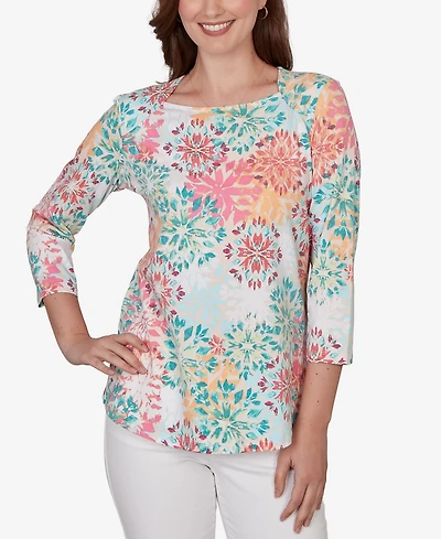 Ruby Rd. Petite Floral Medallion Knit Top