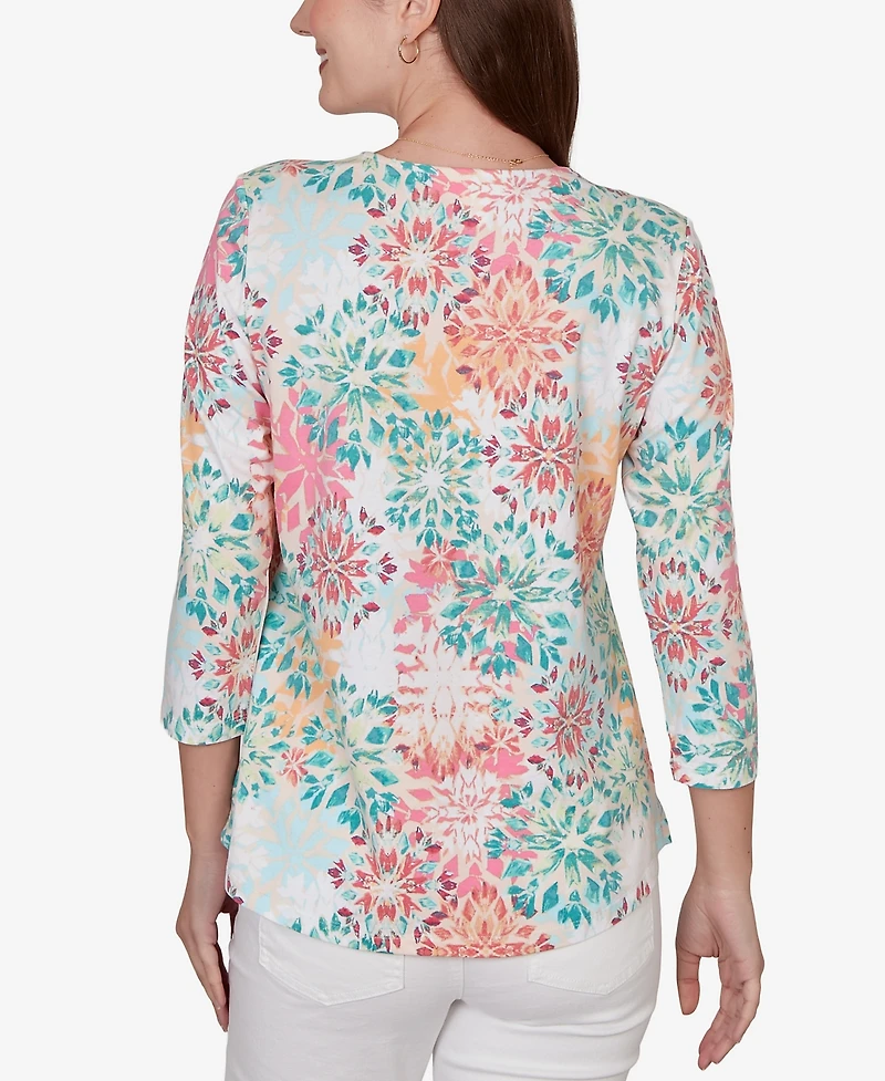 Ruby Rd. Petite Floral Medallion Knit Top