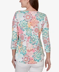 Ruby Rd. Petite Floral Medallion Knit Top