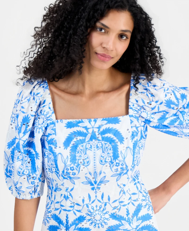 Anne Klein Women's Square-Neck Puff-Sleeve Mini Dress