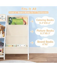 Yigii Bookcase for Kids: 3-Tier Storage with Pockets, Toys Rack, Safety