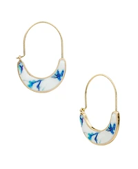 Patricia Nash Gold-Tone Plated Blue Ceramic U Hoops Earrings