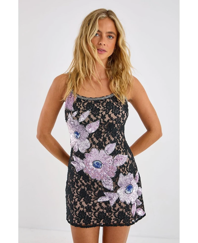 Nasty Gal Women's Lace Embellished Mini Dress