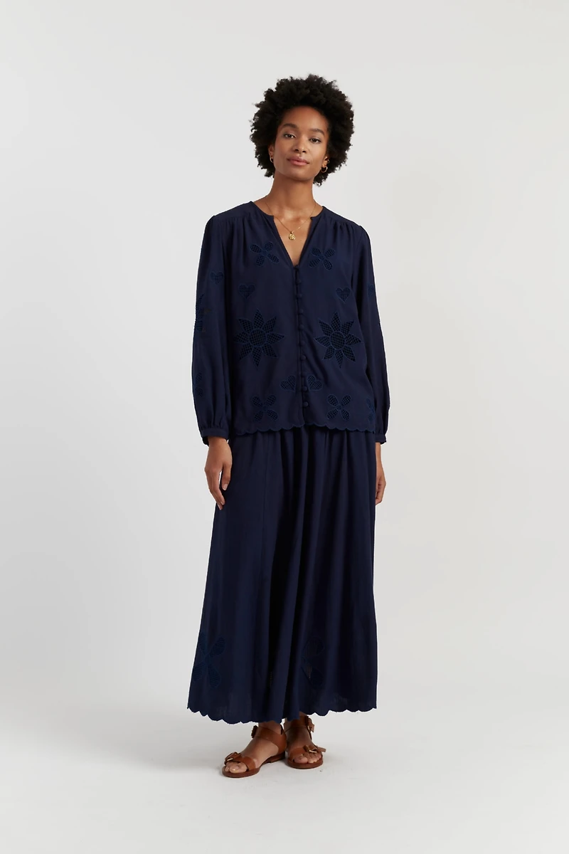 Chinti & Parker Women's Linen-Blend Broderie Blouse