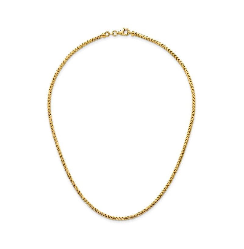 Curata Jewelry Solid 18k Yellow Gold Italian 7.5 Inch 2.4mm Wide Woven Franco Chain Bracelet