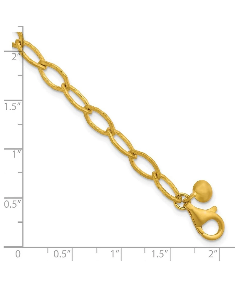 Curata Jewelry Solid 18k Yellow Gold Italian 8 Inch 6mm Satin Oval Links Bracelet