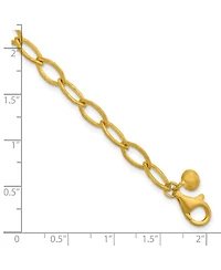 Curata Jewelry Solid 18k Yellow Gold Italian 8 Inch 6mm Satin Oval Links Bracelet