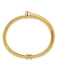 Curata Jewelry Solid 18k Two-tone Gold Italian 7 Inch Bypass Hinged Bangle Bracelet