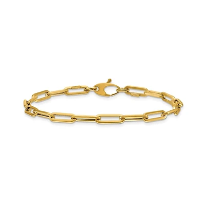 Curata Jewelry Solid 18k Gold Italian 7.5 Inch 4mm Paperclip Link Bracelet