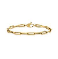 Curata Jewelry Solid 18k Gold Italian 7.5 Inch 4mm Paperclip Link Bracelet