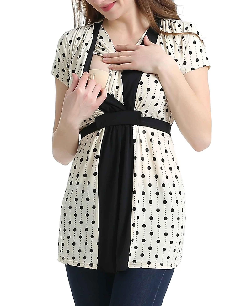 kimi + kai Maternity Nursing Polka Dot Print Top