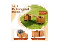 Slickblue 3-in-1 Outdoor Planter Box with Bench and Dual Side Garden Beds