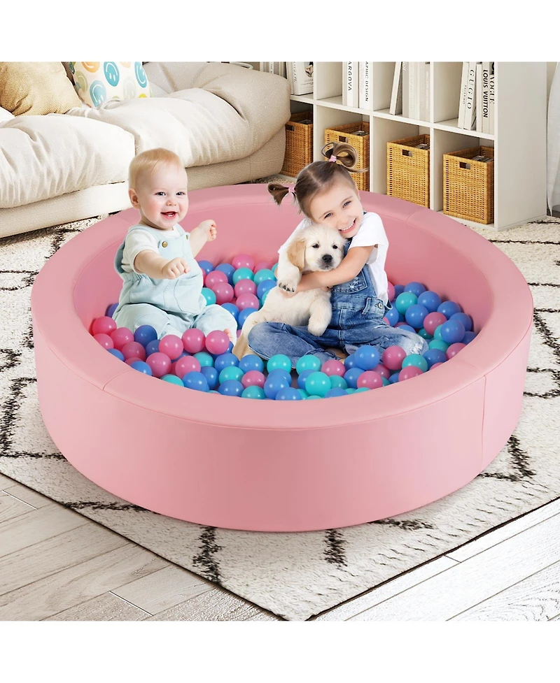 Mecale 42.5-Inch Round Foam Ball Pit for Toddlers with Sponge Filling, Washable Cover
