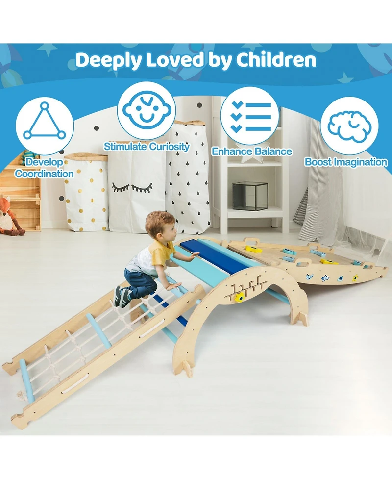 Mecale 8-in-1 Foldable Triangle Baby Climbing Toys, Astronaut/Unicorn Theme