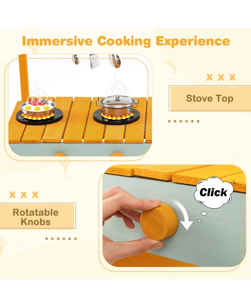 Mecale Corner Play Kitchen with Lights & Sounds, Suitable for Ages 3