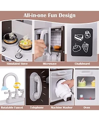 Mecale Corner Toy Kitchen Set with Lights & Sounds, Interactive Pretend Play for Kids