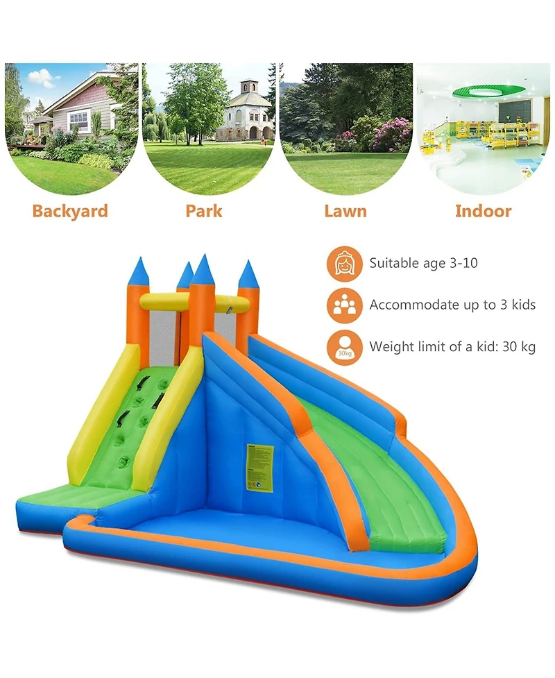 Mecale Kids Inflatable Water Slide Bounce House with Carry Bag, 480W Blower Included