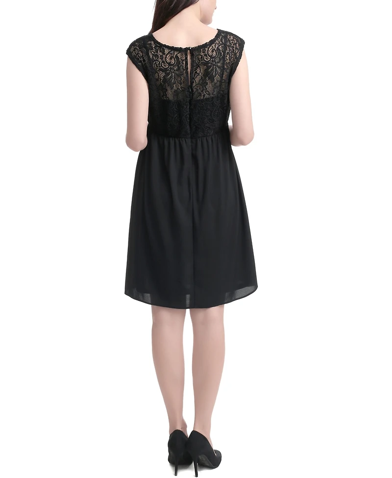 kimi + kai Maternity Adell Lace Trim Skater Dress