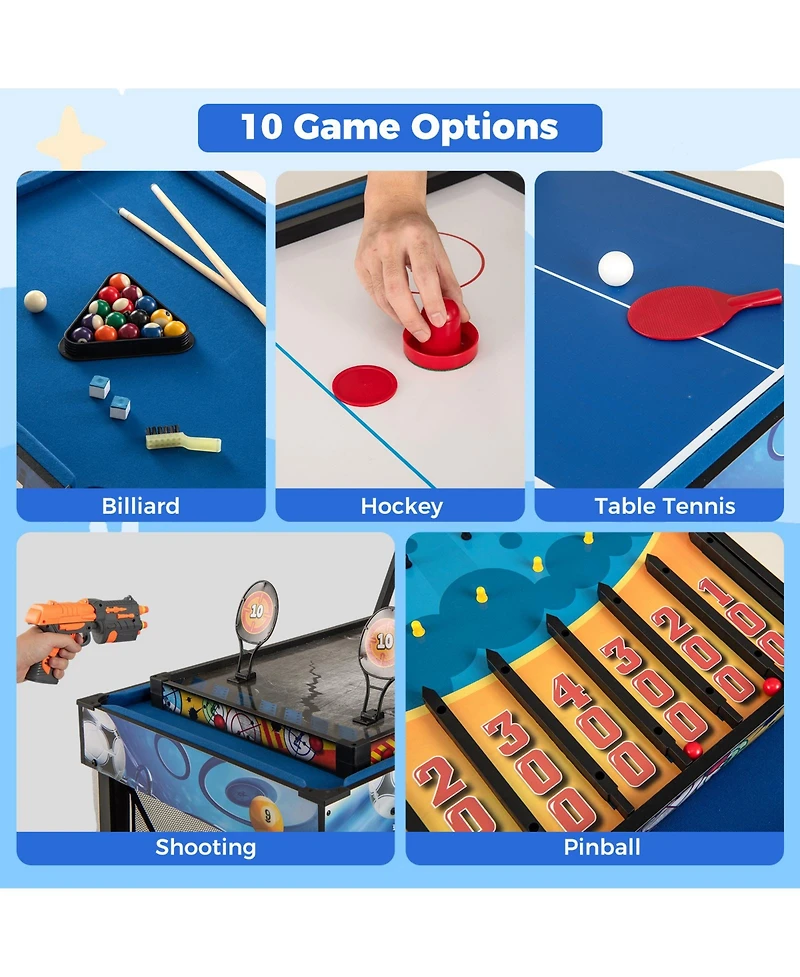 Mecale 10-in-1 Multi-Game Table Set with Table Tennis, Basketball & Soccer