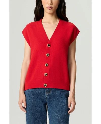 Nocturne Women's Embellished V-Neck Knit Sweater Vest