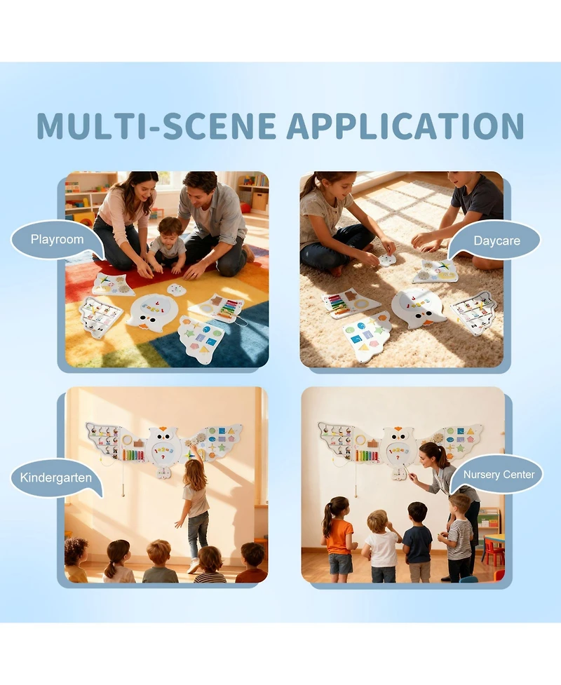 Mecale 11-in-1 Owl Activity Wall Busy Board Learning Center