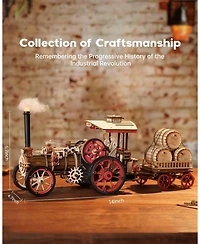 Robotime 3D Puzzle Adults 469pcs Electric Vintage Car Steam Engine Model Kits, Mechanical Wooden Assembly Puzzles Vehicle Diy Hobbies Christmas Gifts