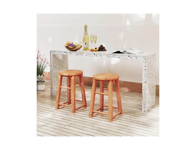 Slickblue Set of 2 Outdoor 18-Inch Wood Bar Stools with Footrest