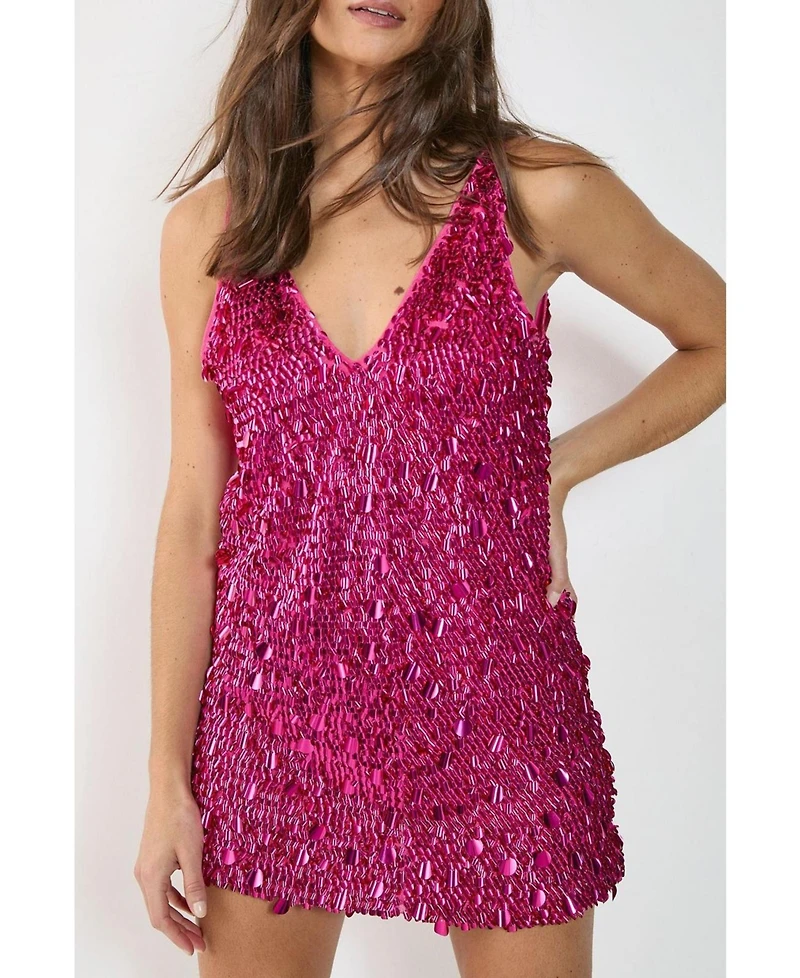 Nasty Gal Women's Cluster Sequin Plunge Mini Dress