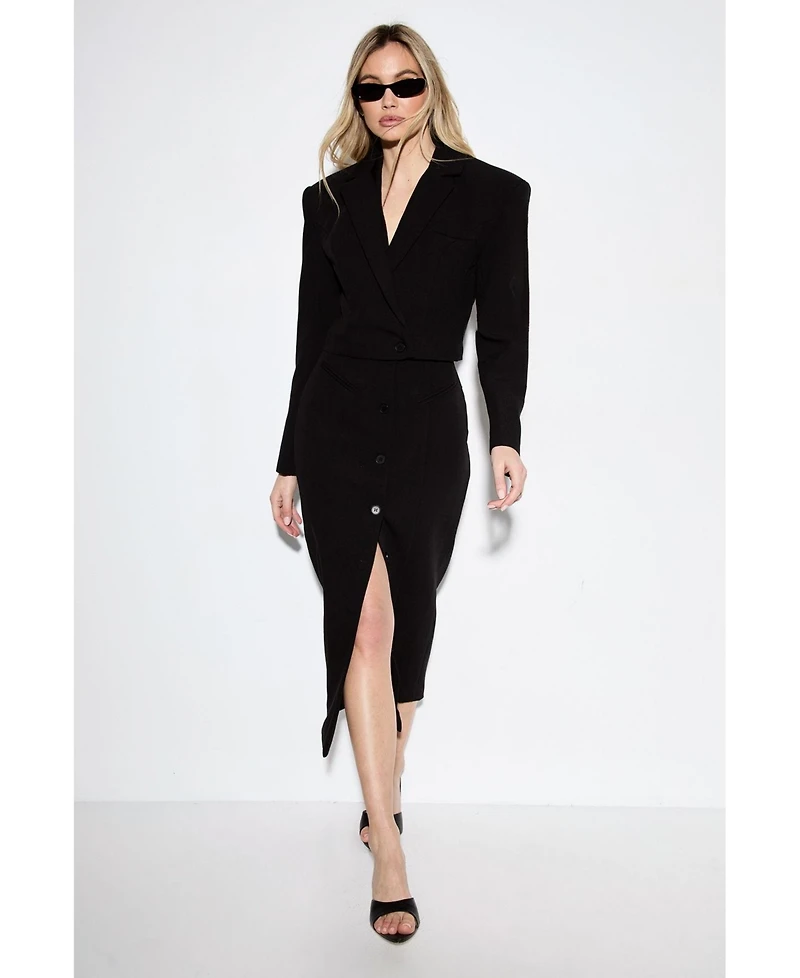 MissPap Women's Premium Open Back Waistcoat Midi Dress