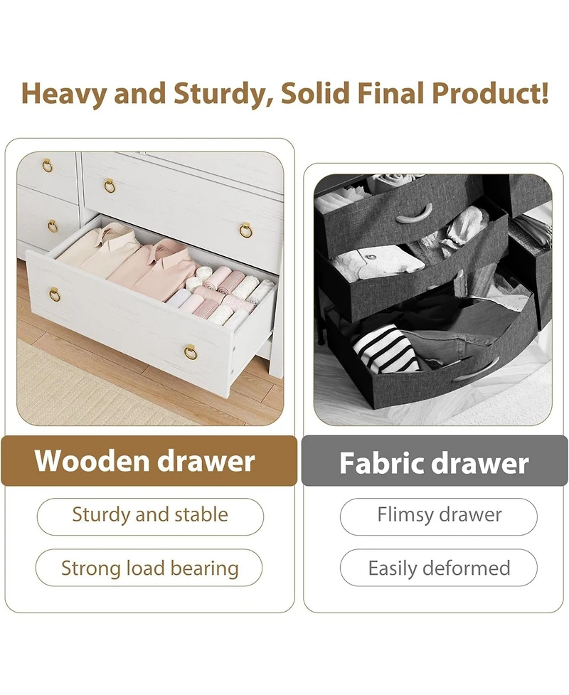 gaomon 7 Dresser for Bedroom, 54 in Wide Drawer Dresser with Storage Freestanding, Wooden Closet Storage Chest for Living Room, Bedroom, Entryway