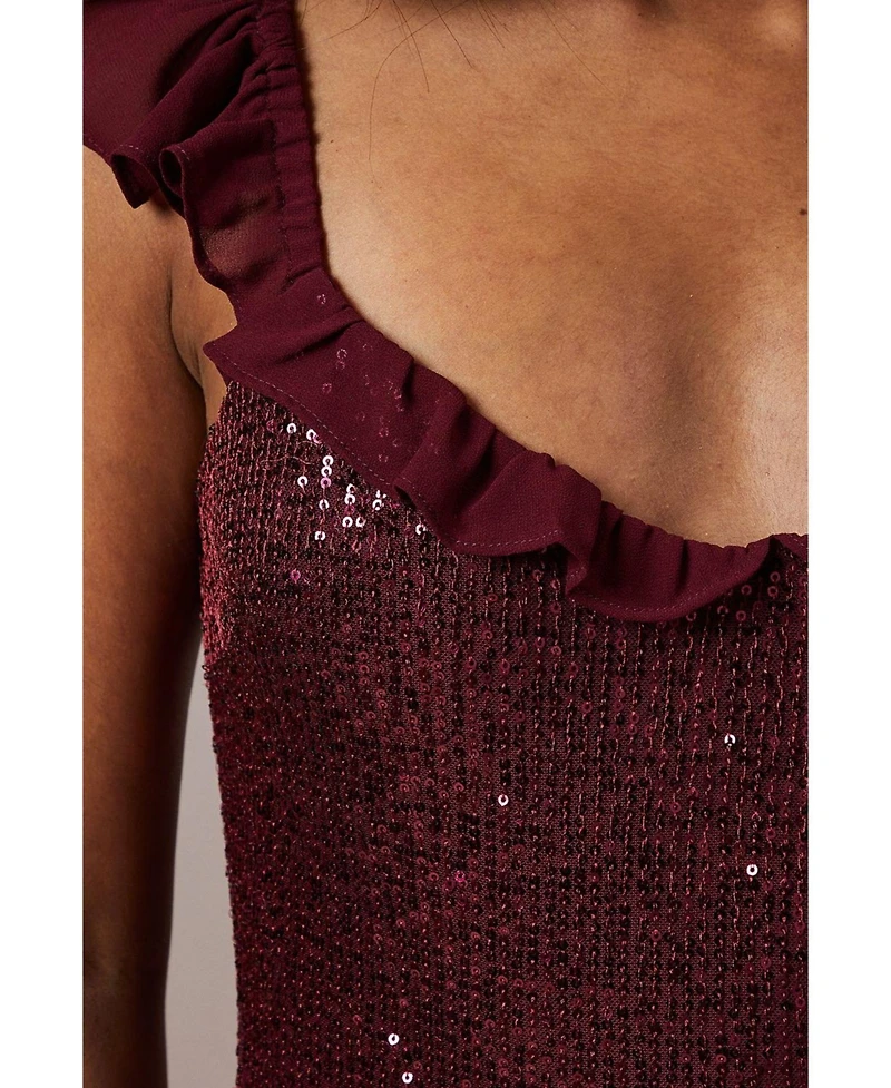 Oasis Women's Occasion Sequin Ruffle Midaxi Dress