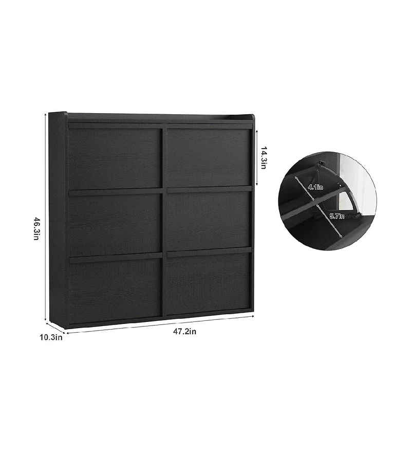 gaomon Shoe Cabinet with 6 Flip Drawers, Wooden Organizer Adjustable Shelf, Storage for Entryway, Hidden