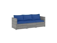 Slickblue Outdoor 3-Piece Pe Rattan Sectional Sofa Set with Cushions