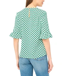 CeCe Women's Short-Sleeve Ruffle Cuff Blouse