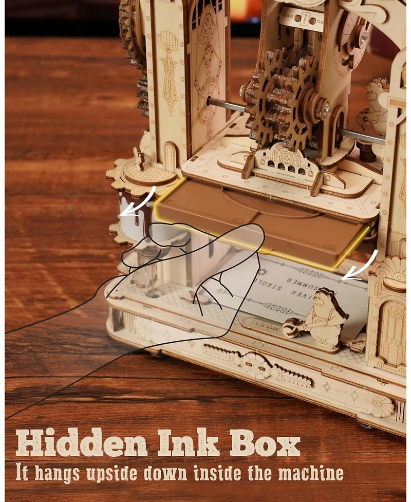 Robotime Printing Press Wooden Puzzle, 3D Puzzles for Adults and Teens, Mechanical Wooden Model to Build, Toy House Warming Birthday