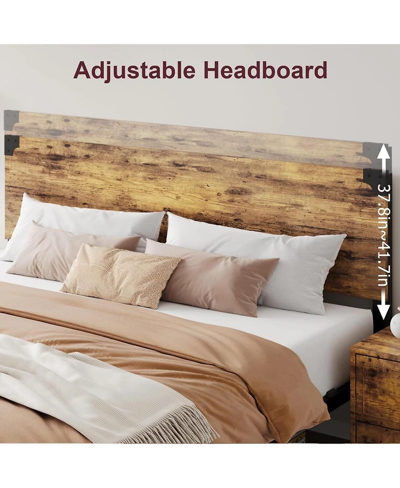 gaomon Bed Frame with Wooden Headboard – Features a Platform Design with Under-Bed Storage and Metal Legs. Noise-Free Operation, Easy Assembly