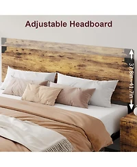 gaomon Bed Frame with Wooden Headboard – Features a Platform Design with Under-Bed Storage and Metal Legs. Noise-Free Operation, Easy Assembly