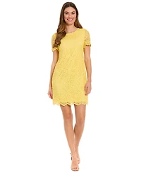 London Times Women's Scallop Hem Crewneck Dress