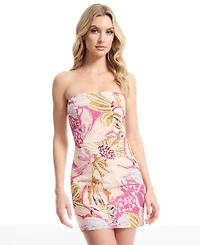 Dress the Population Women's Printed Strapless Bodycon Mini Dress