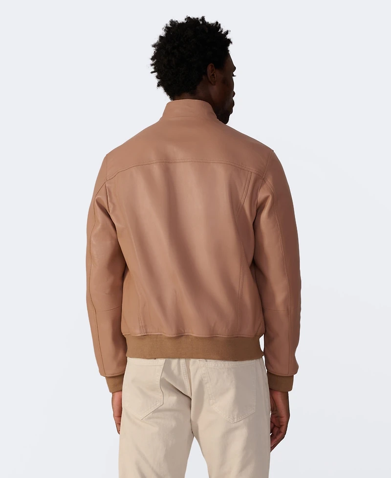 Furniq Uk Men's Men s Leather Bomber Jacket, Created for Macy