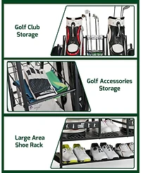 Mythinglogic 2 Golf Bag Storage Organizer, Golf Bag Stand and Other Golfing Equipment Rack for Garage, Extra Storage Rack Design for Golf Clubs
