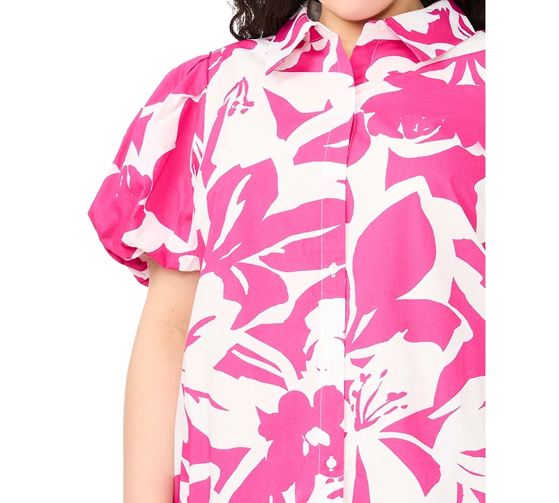 Msk Plus Printed Collared Neck Dress