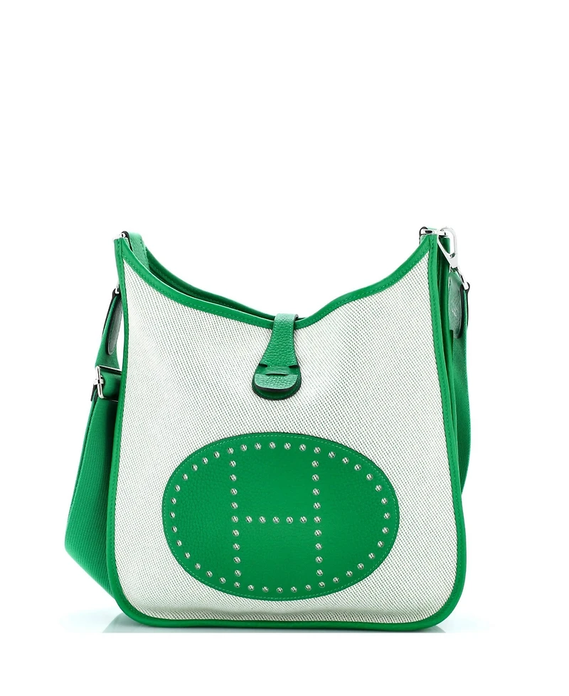 Pre-Owned HERMES Pm Evelyne Bag Gen Iii Toile and Leather