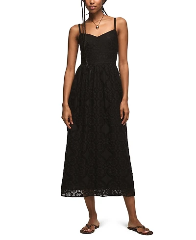 Lucky Brand Women's Sweetheart Neck Drop Waist Ballet Midi Dress